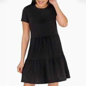 Nicole Miller New York Black Tiered Stretch Mini T Shirt Dress Size 1X